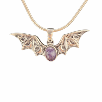 Bat Pendant in Sterling Silver with Blue John