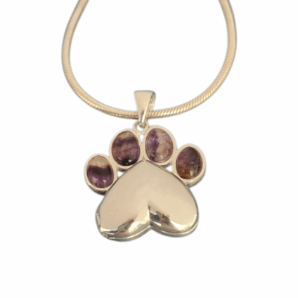 Paw Print Locket in Sterling Silver and Blue John