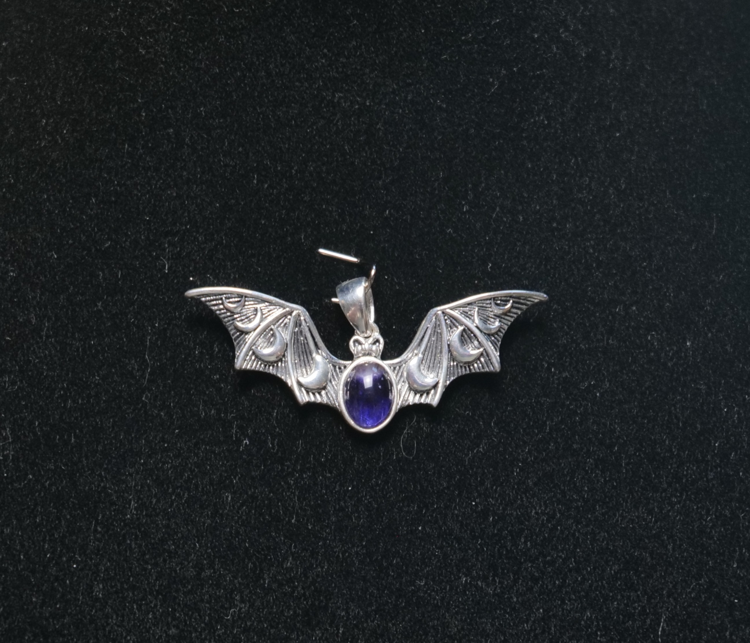 Bat Pendant in Sterling Silver with Blue John