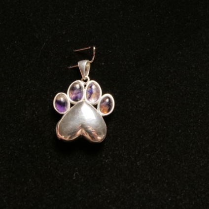 Paw Print Locket in Sterling Silver and Blue John