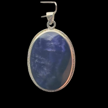 Large Oval Sterling Silver Pendant with Blue John Stone