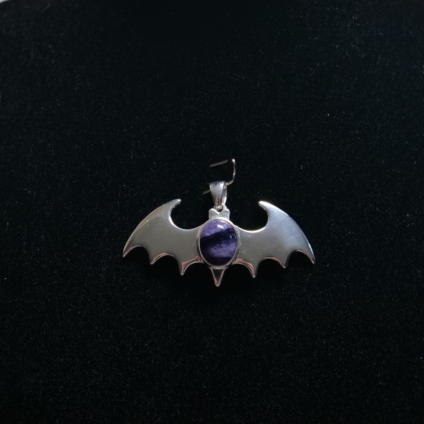 Large Bat Shaped Pendant with Blue John