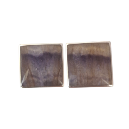 Square Sterling Silver Cufflinks with Blue John Stone
