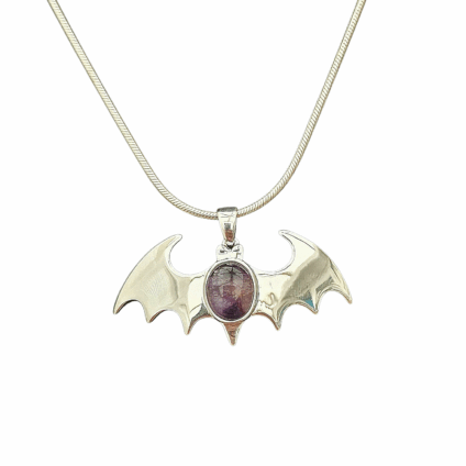 Large Bat Shaped Pendant with Blue John