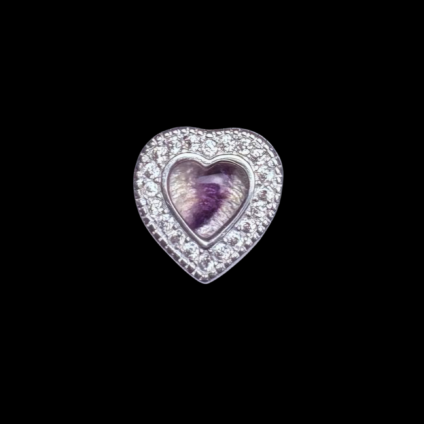 Heart shaped Bracelet Charm with Blue John and Cubic Zirconia