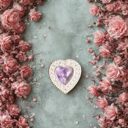 Heart shaped Bracelet Charm with Blue John and Cubic Zirconia