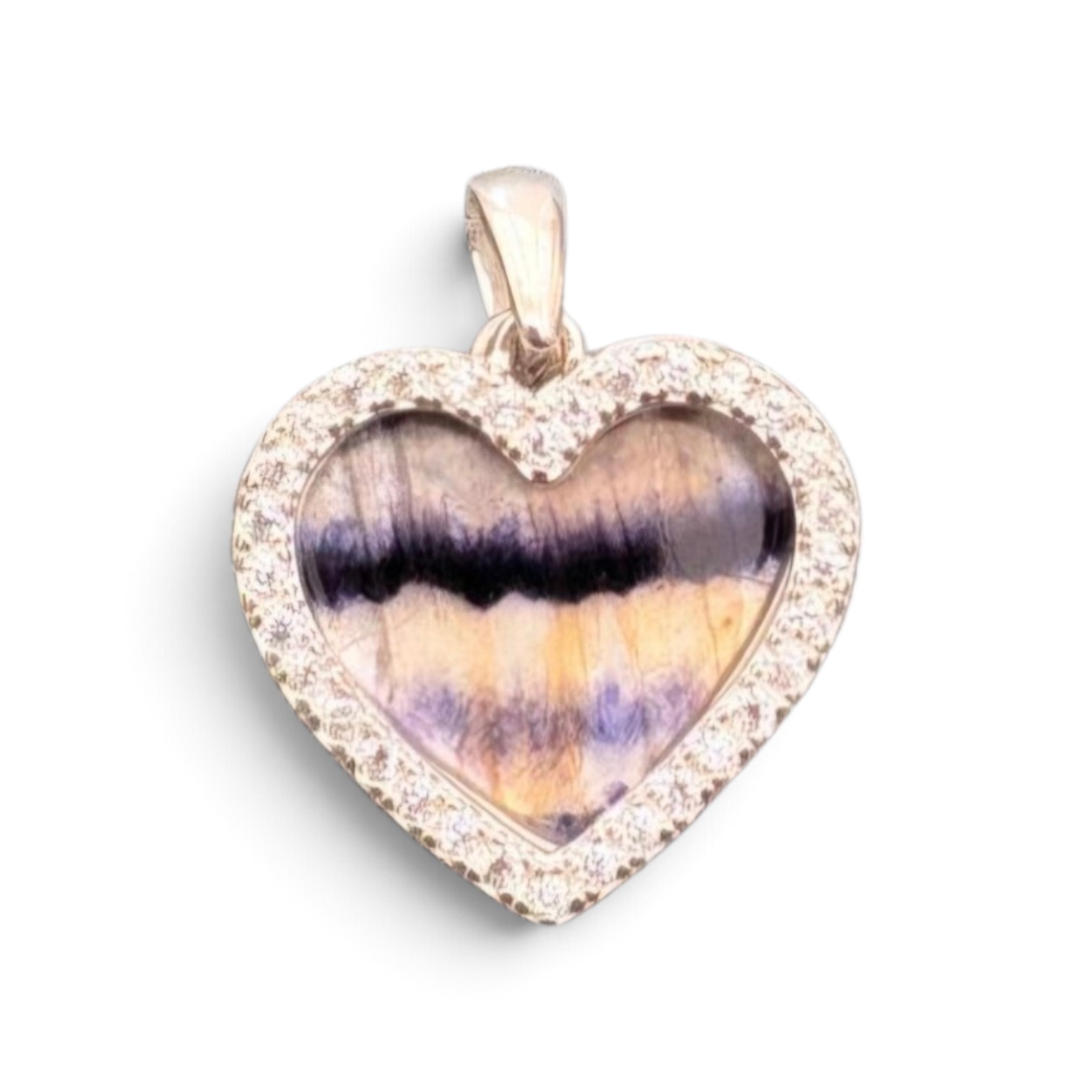 Heart shaped Pendant with swinging Cubic Zirconia