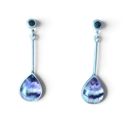 Teardrop Drop Earrings set with Blue John