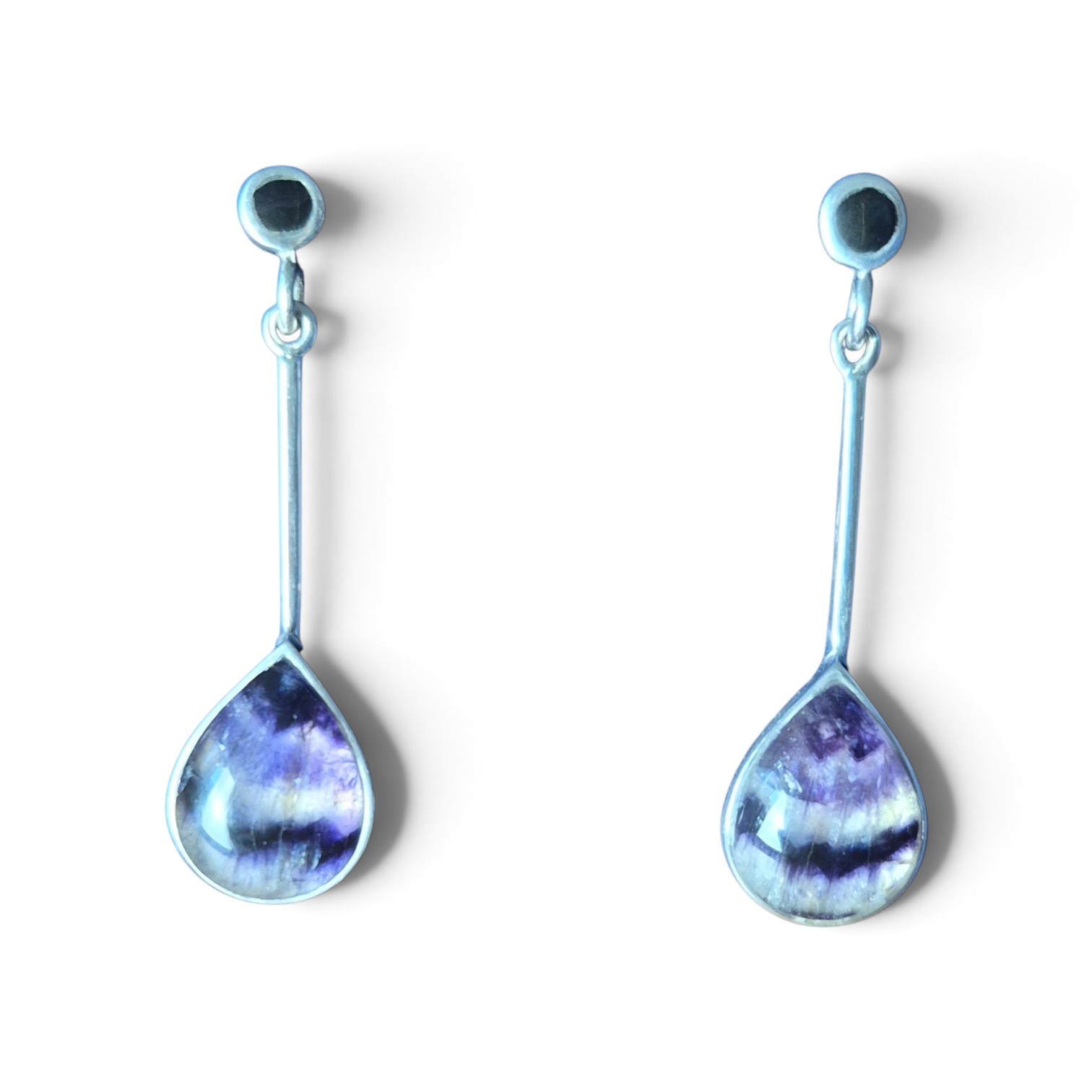 Teardrop Drop Earrings set with Blue John